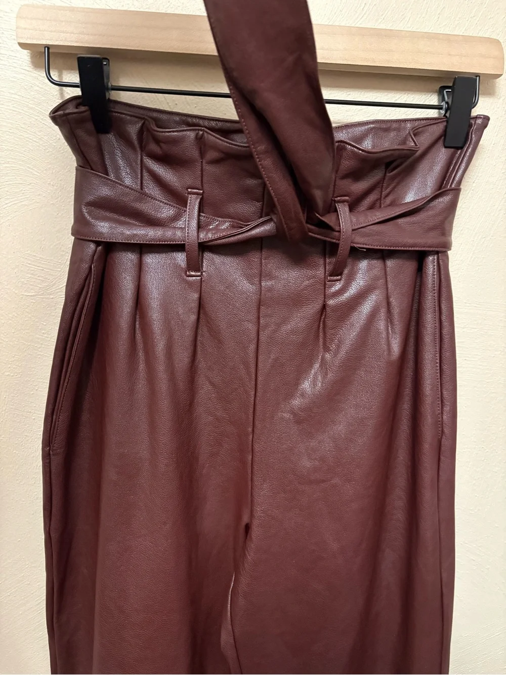 Commando Faux Leather Paperbag Pant Oxblood Red Maroon Size XS NWT New